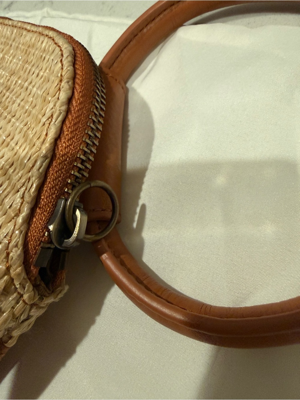 HOBO Tan Woven Wristlet with Brown Leather Ring Handle - Picture 9 of 16